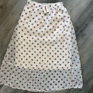 NWT MELLODAY Brown & Cream Polka Dot Skirt